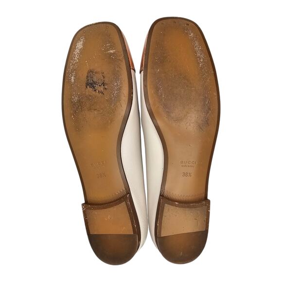 Gucci GG Logo Hills Ballet Flat Square Cap Toe White Rose Gold Size 38.5 US 8.5 - Picture 8 of 10